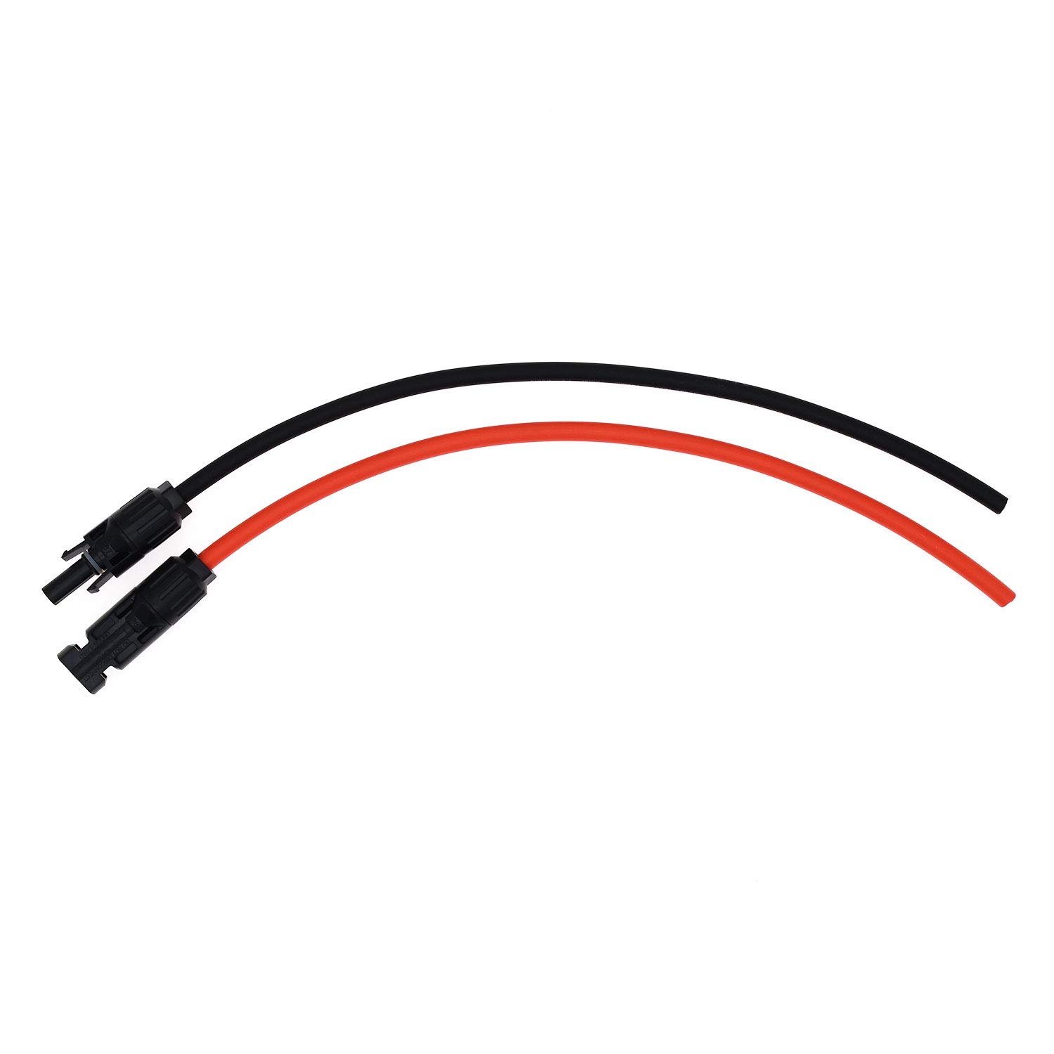 Photo 1 of 1 Pair Black + Red 10AWG(6mm²) Solar Panel Extension Cable Wire Connector Solar Adaptor Cable with Female and Male Connectors (1 FT)