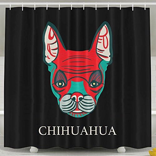 HVSAA Custom Waterproof Bathroom I Love Chihuahua Dog Animal Shower Curtain Polyester Fabric Shower Curtain Size 60 X 72inch