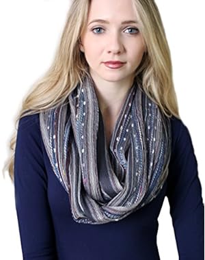 (17 COLORS) Shimmer Sparkle Infinity Scarf, Women's Festival Bliss Boho Crochet Loop Shawl