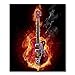 Canvas Print Wall Art Painting For Home Decor,Guitar On Fire Music Paintings Modern Giclee Stretched And Framed Artwork The Picture For Living Room Decoration,Abstract Pictures Photo Prints On Canvas