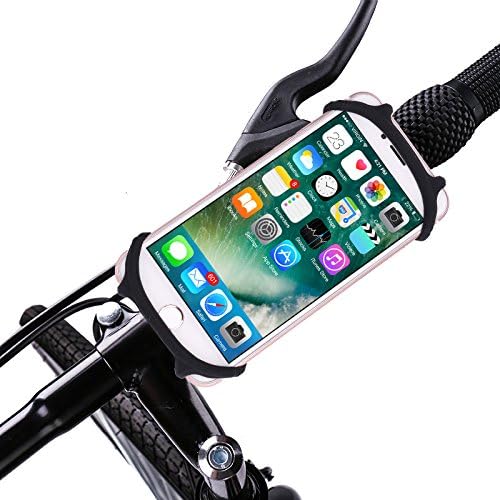 Universal Motorcycle Bicycle Silicone Handlebar Mount Holder For Cell Phone GPS, iPhone X, Samsung Galaxy S8 (Black)
