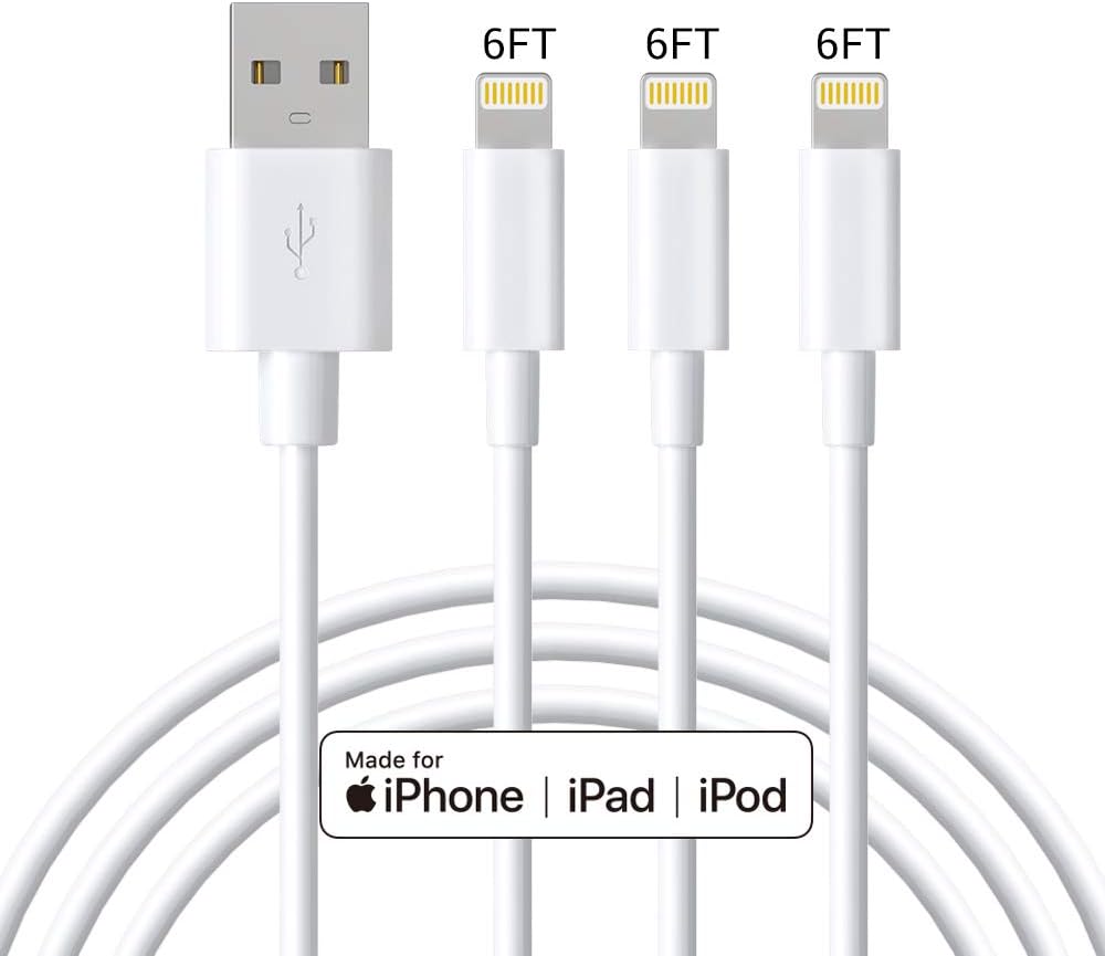 Marchpower Lightning Cable MFi Certified iPhone Cable 3Pack 6ft Lightning to USB Cable for iPhone 11 Pro Max Xs Max X 8Plus 7Plus 6S iPad iPod White