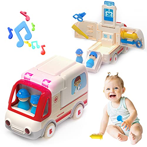 Toy Cars for Year Old Boy Girl Gifts Wooden Toys Ambulance Car