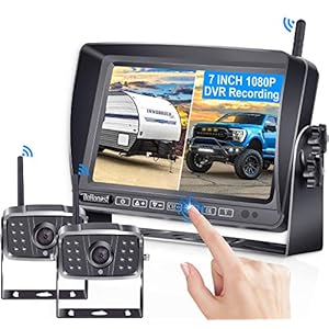 DoHonest RV Backup Camera Wireless HD 1080P 2 Infrared Night Vision Bluetooth Rear View Cam 7‘’ DVR Touch Key Monitor…