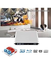 External 3D Blu Ray DVD Drive Burner, Portable Ultra Slim USB 3.0 Blu Ray BD CD DVD Burner Player Writer Reader Disk for Mac OS, Windows 7 8.1 10 Linxus, Laptop, PC