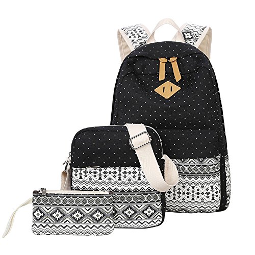 Ecokaki canvas backpack set shoulder bag bookbag school bag trave…