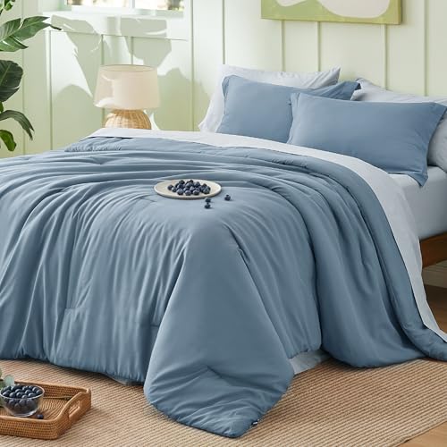 Bedsure King Comforter Set Grayish Blue