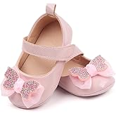 SABATUTU Infant Baby Girls Princess Wedding Dress Mary Jane Flats,Toddler Soft Sole Prewalker Sparkly Lightweight Shoes