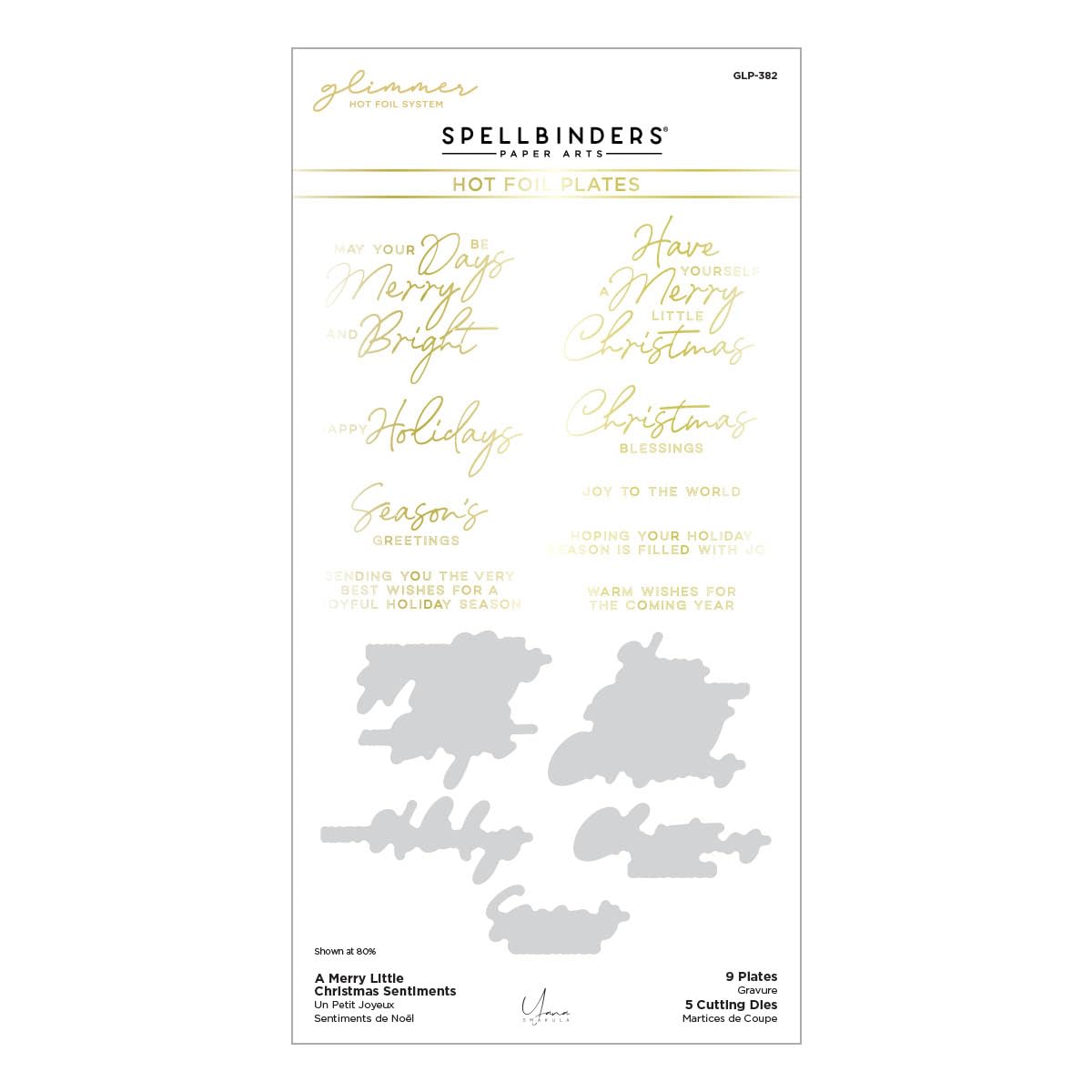 Spellbinders A Merry Little Christmas Sentiments Glimmer Hot Foil Plate & Die Set from the De-Light-Ful Christmas Collection by Yana Smakula