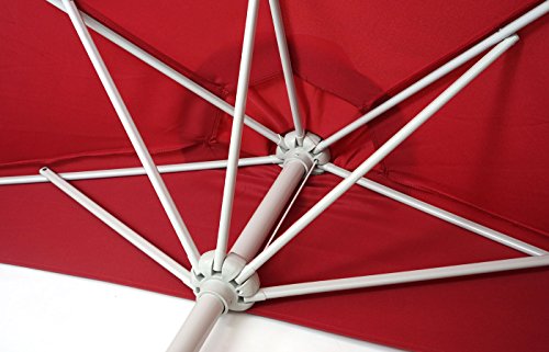 Mendler Sonnenschirm halbrund Parla, Halbschirm Balkonschirm, UV 50+ Polyester/Stahl 3kg - 270cm bordeaux mit Ständer – Bild 7
