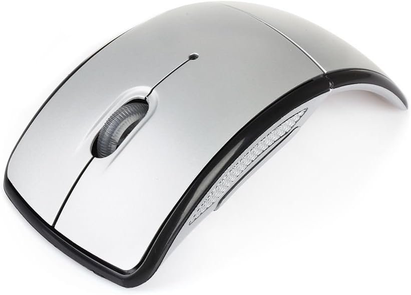 For Microsoft Laptop 2.4ghz Wireless Foldable Folding Arc Optical Mouse USB (Silver)