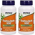 NOW Supplements, TestoJack™ 100 with LJ100®, a Potent standardized Extract of Tongkat Ali (Eurycoma longifolia), Tribulus and ZMA®, 60 Veg Capsules (Pack of 2)