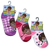 Disney Doc McStuffins Ankle Socks Girls Size 4-6 - 3 Pack (Assorted Styles)