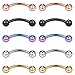 Ruifan 10PCS Assorted Colors Eyebrow Piercing Jewelry Curved Barbell with Balls Kit Eyebrow Tragus Lip Ring 16g 16 gauge 6mm