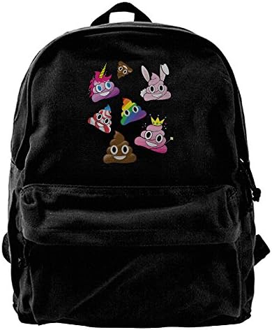 Silly Whacky Fun Poop Emoji Land Collection Boys And Girls Large Vintage Canvas Backpack School Laptop Bag Hiking Travel Rucksack