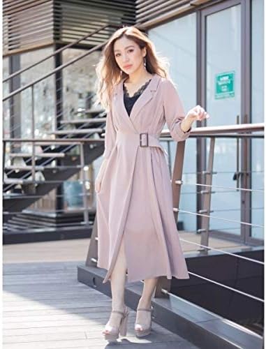 Amazon Co Jp リップサービス サイドベルトロングシャツワンピース ピンクベージュ Free 服 ファッション小物