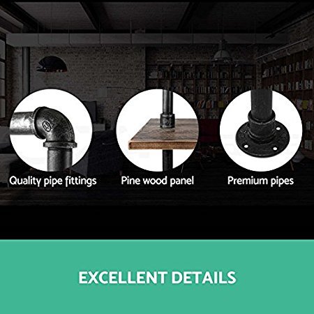 Industrial Laptop Desk Wooden Computer Desk Pipe Shelf Computer Table