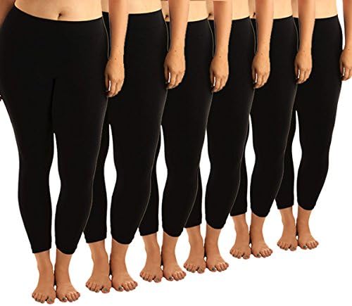 Women's Solid Leggings Plus Size (6-Pack) (3XL, Black (6))