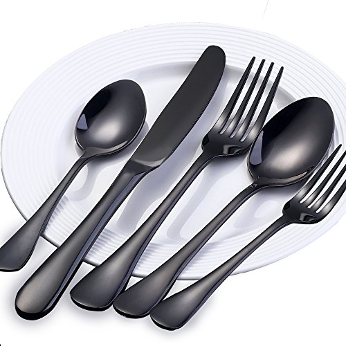 Black Silverware Set Colorful Stainless Steel flatware Dinnerware Set