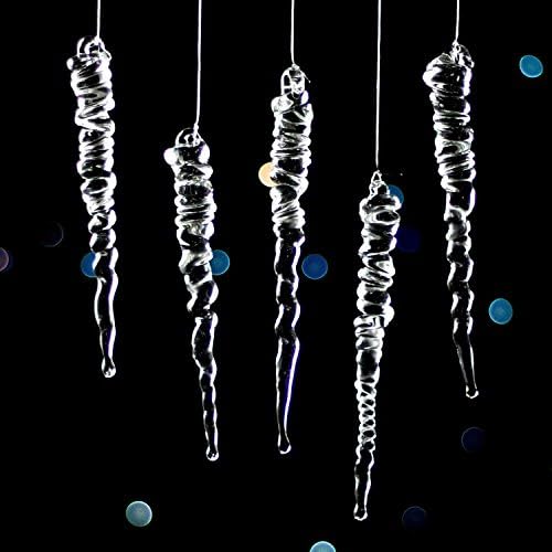 Glass Icicle Christmas Ornaments, Hand Blown Lampwork Glass Set of Three