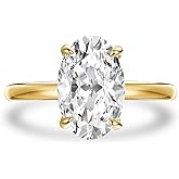 Effinny 2/3 Carat Moissanite Oval Engagement Ring for Women,Genuine D Color VVS1 Clarity,14K Gold Plated 925 Sterling Silver Solitaire Promise Ring for Wedding,Daily,Travel,Party