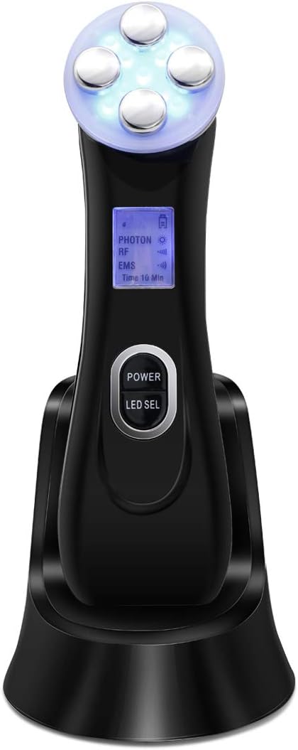 5 in 1 RF Facial Radio Frequency Machine EMS Face Dvice for Skin Tightening Lifting Wrinkle Remove (Black)