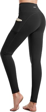 Cambivo Yoga Pants for Women High Waisted Leggings with Pockets Black view 1