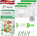 Sous Vide Bags - Must-Have for Sous Vide Cooker - 30 Reusable Food Vacuum Storage Bags - Sous Vide Bag Kit - 3 Sizes BPA Free Bags for Sous Vide Cooking (Premium)