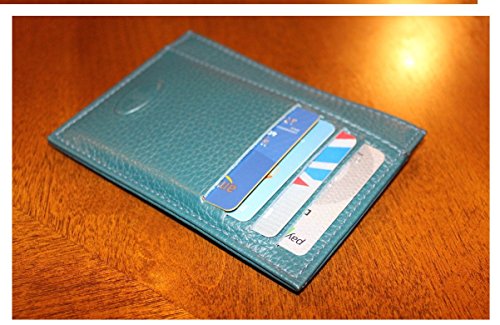 Cuoieria Fiorentina Slim Sleeve Blue Wallet Premium Calf Leather Made in Italy - Holds 10+Cards +Cash - Slim Profile Reduces Wallet Bulk