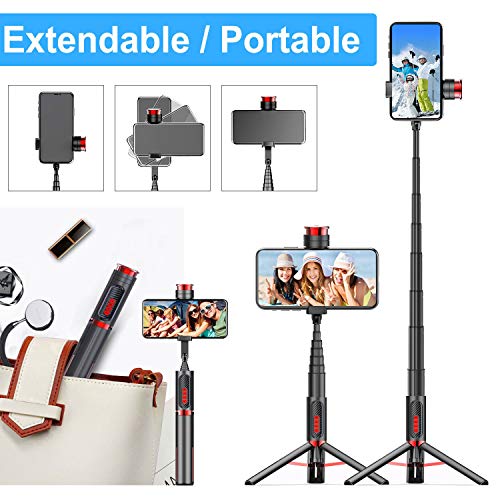 Babacom Perche Selfie Bluetooth Trépied 3 en 1 Bâton de Selfie pour Vidéo Live,Leçon en Ligne avec Télécommande pour Focalisation et Charger Caméra,Monopode pour Iphone,Samsung,Huawei,Gopro etc