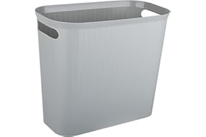 rejomiik Small Trash Can, 3.5 Gallon Garbage Can, Slim Waste Basket, Plastic Trash Bin Container with Handles for Bathroom, Bedroom, Home, Office, Dorm Room, Kitchen, Rectangular, Gray, 1 - Pack