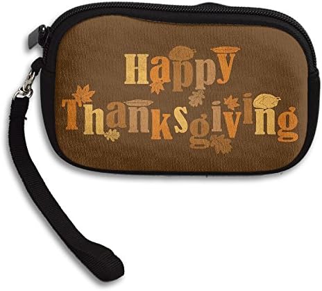 Skong Happy Thanksgiving Yellow Leaves Women's Casual Coin Purse Leisure Zip Mini Wallet Handbag Key Holder 9.5cm X15cm