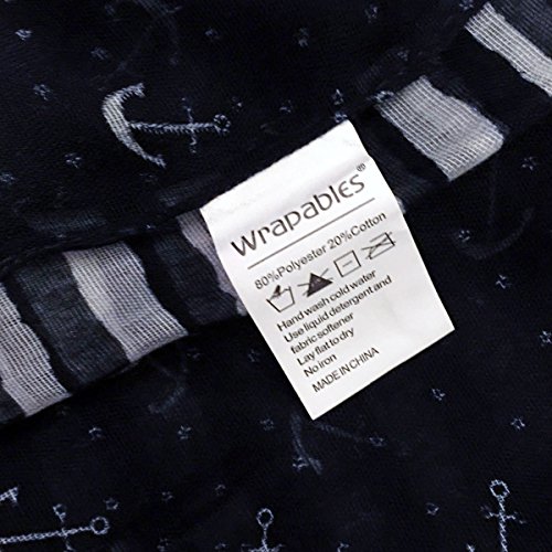 Wrapables Stripes and Anchor Nautical Marine Scarf 72" x 42"