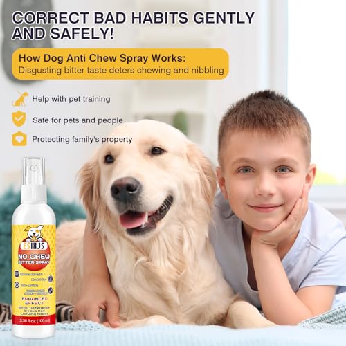 No Chew Spray for Dogs Bitter Apple Spray for Puppies Stop Dogs from Chewing Furniture Spray Anti Licking for Dog Yuck Bitter Spray Deterrent Formula for Puppies and Cats Alcohol Free Gentle on Skin