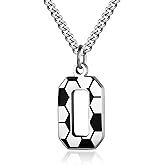 AIAINAGI Initial A-Z Letter Soccer Necklace for Men - Charm Pendant With Stainless Steel Silver Chain 22inch - Personalized Gift