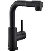 GIMILI Modern Bar Sink Faucet for Kitchen Sink Single Handle with Pull Out Sprayer Hot and Cold Prep Sink Faucet Matte Black