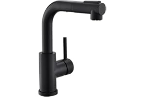 GIMILI Modern Bar Sink Faucet for Kitchen Sink Single Handle with Pull Out Sprayer Hot and Cold Prep Sink Faucet Matte Black