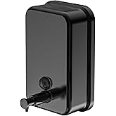 interhasa! Commercial Soap Dispenser Wall Mount 304 Stainless Steel Manual Commercial Liquid Soap Dispenser for Bathroom Matte Black Vertical Style