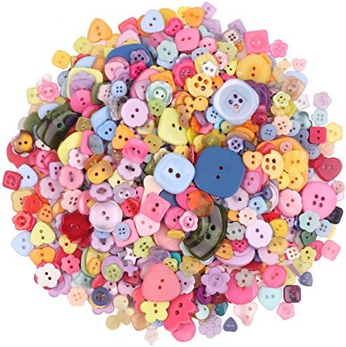YAKA 600-800 Pcs Assorted Combined Coloration and Dimension Resin Buttons 2 and 4 Holes Spherical Kids’s Guide Button Portray Craft for Stitching DIY Handmade Decoration,Decorations(Uncommon Form)