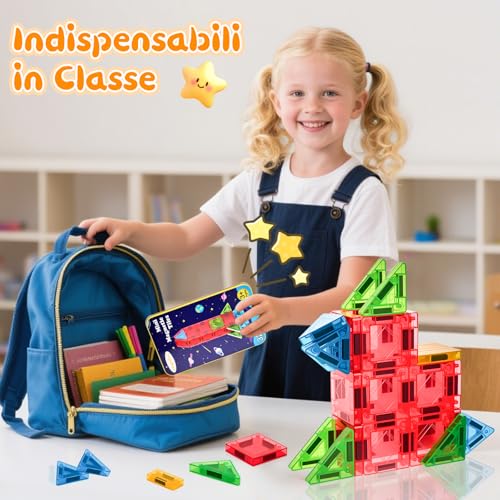 LeagoEra Mini Magnetic Construction Games 32 Pieces Magnetic Construction Travel Magnetic Blocks for Children Boys Girls 3 4 5 6 7 8 Years Old