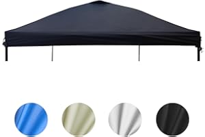 D&ONEHOS 10x10 Canopy Replacement Top with Air Vent, Waterproof Sunshade Canopy Tent Top Roof Cover for Outdoor Garden Patio Pavilion Sunshade with Silver Coated (Top Only,118.5“x118.5”,Black)