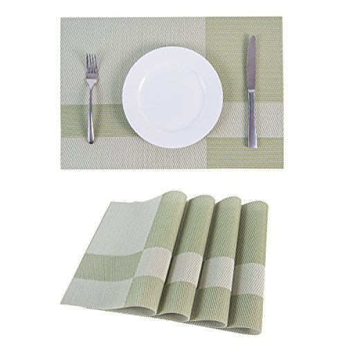 1 SUNSHINE+FASHION+Placemats+Heat+Resistant+Plaid+Green