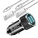 LOOGGO Car Charger for iPhone, 2.4A Dual USB Car Charger Adapter AL-Alloy with (3FT+6FT) Charging Cable Compatible with iPhone Xs/Xs Max/XR/X/ 8/7/ 6 Plus/ 5S/SE, iPad Pro Air Mini (Pack-3)