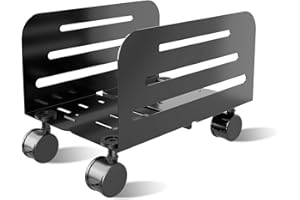 Suptek Computer Tower Stand,Mobile CPU Rolling Stand, 5.5 to 9.8 inch Wide Adjustable Mobile Cart Holder with Locking Caster Wheels,Gaming PC Holder,Steel Rolling Cart,Black(ZJJ005)