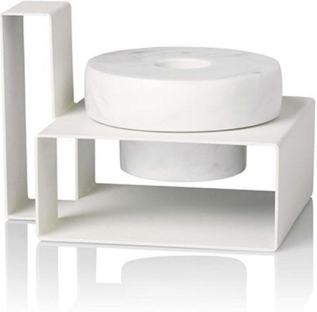 Lucie Kaas MR01WH Marco Collection Candle Holder White Marble Height 8cm