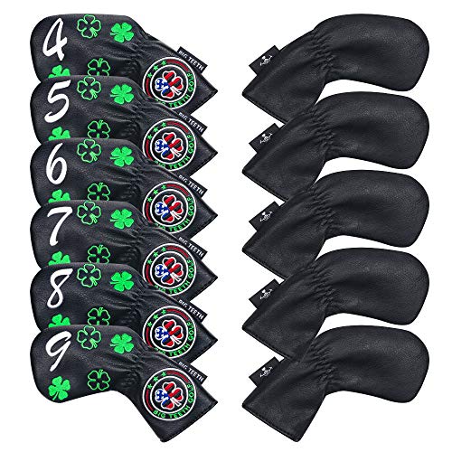 Golf Iron Head Covers 11Pcs Golf Club Protector Lucky Clover for