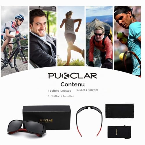 PUKCLAR Sunglasses Men Polarized Lightweight TR90 Frame UV400 Spring Hinges Sunglasses
