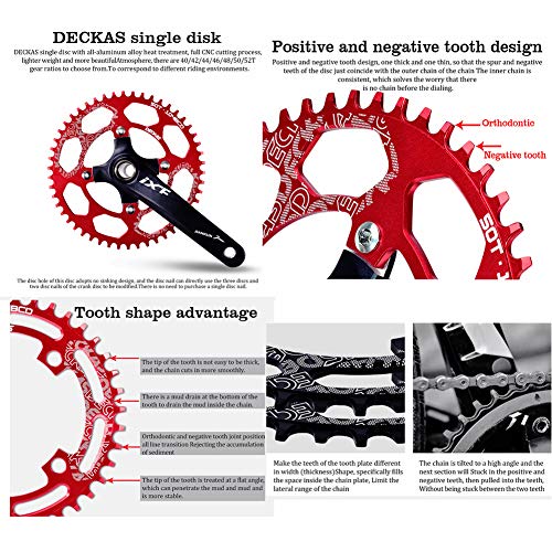 image for DECKAS 104BCD 32T 34T 36T 38T Narrow Wide Chainring, Single Chainring 