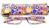 Calabria 730 Reading Glasses w/ Matching Case & Colorful Circle Designs