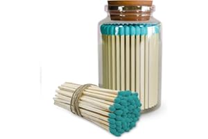 Prime Necessities Wooden Matches, 1.9" Long Matches for Candles, Matches in a Jar, Colored Safety Matches for Lighting Candles with Match Striker On The Jar (110 Matches per Jar) (Turquoise)